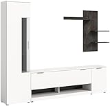 xonox.home - Wohnwand Ben 250x190x35 cm in weiß Absetzung Beton grau Nb - Wohnwand TV-Möbel Wohnkombination Wohnzimmermöbel - modern und funktional