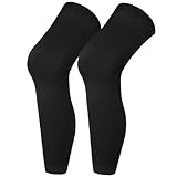 APLZGMG 1 Paar Kompressions Beinmanschetten,Sommer UV Sonnenschutz Beinmanschetten,Sport Lange Kompression Knielinge für Radfahren Laufen Basketball,Männer und Frauen(Schwarz)