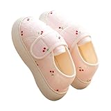 Cherry-Knöchelhausschuhe für Damen, Knöchel-Softshell-Hausschuhe, leichte Wärme, bequeme Slider, weiche, flauschige Indoor-Schuhe, modische süße Slider für drinnen und draußen