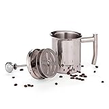 VIENESSO Hand Milchaufschäumer manuell aus Edelstahl mit Doppel-Mesh-Sieb I Milchschäumer für cremigen Milchschaum für Kaffeespezialitäten, Milk Frother inkl Barista E-Book (400 ml)