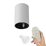 FSLiving LED Deckenspot Aufbauspot Dimmbar, Aufputz Spots Deckenstrahler aus Aluminium Downlight, Weiß Aufbaustrahler Schwenkbar 230V 7W mit Fernsteuerung für Küche Schlafzimmer Wohnzimmer XDD896