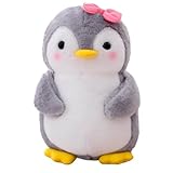 Aurasky Pinguin Kuscheltier Süß, Plüschtier Pinguin 25cm, Pinguin Stofftier zum Kuscheln & Spielen, Plüschpinguin Kissen Puppe Geschenk für Fans Kinder Mädchen Jungen(Rosa Fliege-Stil)