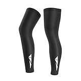 WINBST Beinlinge, Sport Kompression Wadenbandage Sonnenschutz UV-Schutz Leg Sleeves, Eisseide Kompression Fitness Beinabdeckung zum Basketball Fußball Radfahren, Schwarz, L