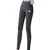 riou Leggings für den Winter, hohe Taille, mit dickem Fleece-Futter, Thermohose, elastisch, Samt, Wolle, Kaschmir, Thermo-Leggings, **015/Grau, XXL