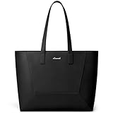 LOVEVOOK Handtasche Damen Mittelgroß, Shopper Tasche Groß, Damen-Henkeltaschen Tote Bag Leder, Handbags for Women Elegant, Leichte Ledertasche Schultertaschen für Arbeit Business Büro Office, Schwarz