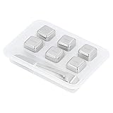 Stainless Steel Ice Cubes Reusable | 6Pcs Whiskey Stones Cooler for Drinks | Beer/Wine/Beverages Chiller | Food - Grade 316 Metal Ice Cubes with Tray & Clamp