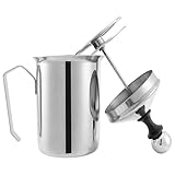 Whnbuij Milchaufschäumer – Manueller Milchkännchen, Handpumpe, Milchaufschäumer mit Filtersieb für Cappuccino, Kaffee, Latte, heiße Schokolade, 500 ml Fassungsvermögen