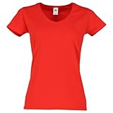 Fruit of the Loom Ladies Iconic 150 V-Neck T-Shirt, Farbe:rot, Größe:XL