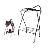 Tragbarer Sattelständer mit Rollen, faltbarer freistehender Sattelständer mit Haken für Zügel, rollender Stahl-Organizer für Zuhause oder Stall, Reitzubehör