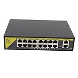 Pyhodi 18-Port-PoE-Switch, Wärmeableitung, Geräuschloses Metallgehäuse, Gigabit-Ethernet-Switch mit Intelligenter PD-Erkennung, für Überwachung von Überwachungskameras, WLAN-Abdeckung,