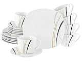 CreaTable, 24028, Serie Square City Line, 18-teiliges Geschirrset für 6 Personen, Kaffeeservice aus Porzellan, spülmaschinen- und mikrowellengeeignet, Qualitätsproduktion