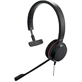 Jabra Evolve 20 Mono Headset - Microsoft Zertifizierte Kopfhörer für VoIP Softphone mit passiver Geräuschunterdrückung - USB-C/A - Schwarz