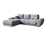 BROMARKT NUBES Ecksofa - Eckcouch mit Schlaffunktion und Bettkasten - Couch - L Form - Bettsofa - Wohnzimmer Möbel - Big Sofa - 294x184 cm - Grau