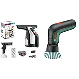 Bosch Akku Fenstersauger GlassVAC (Laufzeit: ca. 35 Fenster, im Karton) + Reinigungsbürste UniversalBrush (integrierter 3,6V-Akku, Micro-USB-Kabel, 4 Reinigungsaufsätze)