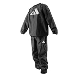 Adidas Saunaanzug, Gewichtsverlust, Boxen, Fitness, Fitnessstudio, Training, Oberteil, Hose, Hot Heat Sweat Suit, Joggen, Ganzkörperanzug, Herren und Damen, Schwarz , M
