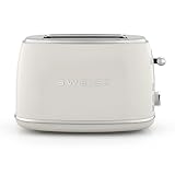 SWEISS Vintage-Toaster GRS8, 2 Schlitze, 6 Bräunungsstufen, Auftaufunktion, Für Baguette geeignet, Schnell & Gleichmäßig, Leicht zu reinigen, Krümelschublade, 850 W, Beige