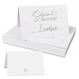 50 Stück Hochzeit Tischkarten Schön dass du da bist mit Herz 85x55 mm Tischdekoration Namenskarten zum selbst Beschriften Platzkarten für Hochzeit Geburtstag Konfirmation Kommunion Taufe Feier