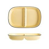 YSUEFIJO Keramik Frühstücksteller Mit 2/3 Fächern, Unterteilter Teller Für Frühstück Und Snacks, Teller Mit Fächern Für Verschiedene Lebensmittel, Praktisch Am Morgen