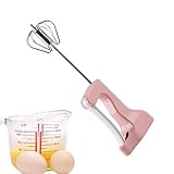 HunicandIU Einfacher Schneebesen, Schneebesen mit Handschub - Halbautomatischer Schneebesenmixer aus Edelstahl,Milchaufschäumer, Handrührgerät, Küchengerät zum Mixen, Schlagen und Rühren