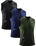 Cadmus Sport-Tanktop für Herren, ärmellos, mit Kapuze, athletisches Training, Bodybuilding, Fitness, Muskel-T-Shirt mit Taschen, 93# Schwarz/Olivgrün/Marineblau, 3er-Pack, XXL