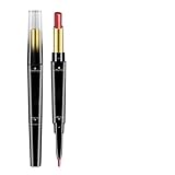 2-in-1-Lippenstift, Lippenkonturenstift und Lippenstift-Kombination, langanhaltend, 24 Stunden Lipgloss, Lippenstift und Lippenstift-Liner, Make-up-Set für Mädchen und Frauen (Brown, 14.7X1.8X1.8)