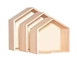 Artemio Holzhaus Böden, Beige, 3 Stück, 30x10x30 cm; 27x26,5x10 cm; 24x22,5x10 cm, Holz