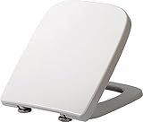 WOLTU Toilettendeckel, WC Sitz Toilettensitz mit Absenkautomatik, Fast Fix/Schnellbefestigung, Duroplast, Softclose, Antibakterielle Beschichtung, WC Sitz Eckig Weiss WS2615