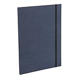 BIGSO PAULINA A4 Mappe mit Gummiband – Aktenmappe aus Faserplatte und Papier in Leinenoptik – Sammelmappe für Dokumente, Akten, Unterlagen usw. – blau