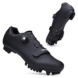 Feyenold Fahrradschuhe Herren Mountainbike Schuhe Damen MTB Radsport Schuhe Kompatibel mit SPD Cleats Schwarz 37 EU