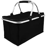 LOLIPPYY Große Faltbare Isolierbox mit Aluminiumgriff Wasserabweisend Thermoisoliert Vielseitig für Picknick Outdoor Lebensmittelaufbewahrung Snacks Schwarz