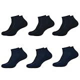 atorakushon Herren-Knöchelsocken, 6 Stück, Farbe: 3 Schwarz, 3 Marineblau, Größe 44 bis 47, Sneaker, Loafer, Bootsschuhe, Freizeitkleidung, athletisch, Laufen, Fitnessstudio, Sportbekleidung