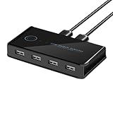 Uikdjgu USB KVM für Switch USB Shared Switcher 2 in 4 Out für Laptop PC Tastatur Maus Drucker USB für Switch Hub Adapter USB 2.0