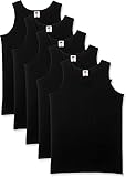 Fruit of the Loom Herren Regular Fit Unterhemd 5-Pack Athletic Mens, Schwarz (Black), Medium