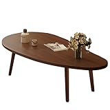 Moderner Couchtisch aus Massivholz, Ovaler Kleiner Teetisch mit Stabilen Beinen, Minimalistisches Design, Dicke MDF-Tischplatte mit Kratzfester Oberfläche für Wohnzimmer (Schwarznuss-Einzelwand)