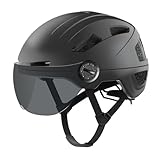 Fahrradhelm Herren, Damen Helm mit Magnetischem Visier Abnehmbarer Sonnenschutzkappe und Größenversteller, Schwarz Helm für E-Bike, Mountainbike & Citybike