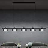 Mai & Mai Pendelleuchte 118,5cm LED Hängelampe 5 Flammig 3000K/4000K/6000K Verstellbares Kabel Schwarz Hängeleuchte für Esszimmer Wohnzimmer Schlafzimmer