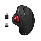 Mobility Lab Kabellose Trackball-Maus – kabellose Maus mit Daumenrad, einstellbare Genauigkeit, USB- und USB-C-Anschluss, macOS und Windows kompatibel – Schwarz
