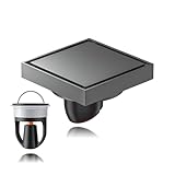 Duschrinne Quadrat 15 * 15cm, Mit Geruchsstop Und Haarsieb 2 In1, Befliesbar Ablaufrinne Bodenablauf, Duschablauf FüR Badezimmer, Garten (100 Mm X 100 Mm)(Gun Gray,Invisible Style)