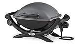 Weber Q 1400 Elektrogrill/Tragbarer Stadtgrill, Porzellanemaillierter Gusseisenrost, Schnellheizelement, 43 x 32 cm Grillfläche, Abnehmbare Auffangschale, 1,8 m Netzkabel, Schwarz