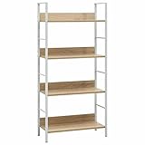 BaraSh Bücherregal 4 RegalBöden Balkon Regal Abstellraum Regal Wohnzimmer Regal Ordnerregal Storage Shelves BüRoregal Eiche 60×27,6×124,5 cm Holzwerkstoff