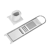 EPIGEIST Manueller Edelstahl Käse Gemüsereibe mit Fingerschutz Multifunktionaler Kartoffel Knoblauchschneider Platzsparendes Küchengerät für Käse Ingwer Gurken Karotten und Obst Geeignet