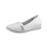 Elara Damen Ballerina Pumps mit Keilabsatz Chunkyrayan 483 White-38