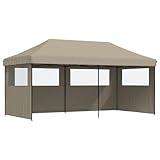 Faltbarer Gartenpavillon Festzelt, Pavillon, Gartenpavillon mit 3 Seitenwänden, Taupe, 580 x 292 x 315 cm
