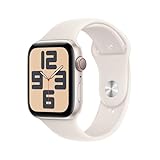 Apple Watch SE (2. Generation) GPS + Cellular 44 mm Smartwatch mit Aluminiumgehäuse in Polarstern und Sportarmband in Polarstern (S/M). Fitness und Schlaftracker, Unfallerkennung, Herzfrequenzmesser