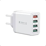 USB Ladegerät, Cshare 4-Ports 33W Ladestecker mit QC 3.0 Schnellladegerät Mehrfach, USB Stecker Netzteil für iPhone 15 14 13 12 11 Pro Max Plus, iPad, Samsung Galaxy S24 S23 Handy Mehrfachsteckdose.