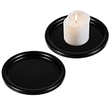 2 Stück Kerzenhalter Schwarz, Kerzenteller Schwarz, Metall Retro Tischdeko Kerzenleuchter, Kerzen Untersetzer, Metall Kerzenhalterstumpenkerzen, Kerzenhalter Stumpenkerzen Flach, Rund Candle Holder