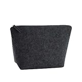 Kosmetiktasche Filz - Schminktasche - Geschenkidee - Filztasche - Accessory Bag - Kulturbeutel - Kosmetikbeutel - Größe S und M (1, Dunkelgrau, S)