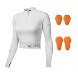 WOSAWE Damen Motorradhemd Schlanke Motorradjacke Schutzausrüstung mit CE-zertifizierten Protektoren (Weiß, XL)