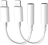 (2 Pack) Adapter für iPhone Lightning auf 3,5 mm Klinke Adapter für Kopfhörer Dongle AUX Audio Splitter Anschluss kompatibel mit iPhone 12/11/11 Pro Max/X/7/8/8 Plus-Plug and Play