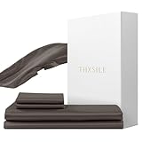 THXSILK Seidenbettwäsche Set 2 teilig，Bettbezug 135 x 200 cm und 80 x 80 cm Kissenbezug, Luxus Seide Bettwäsche Set, Super Weich und Glatt, Dunkelgrau